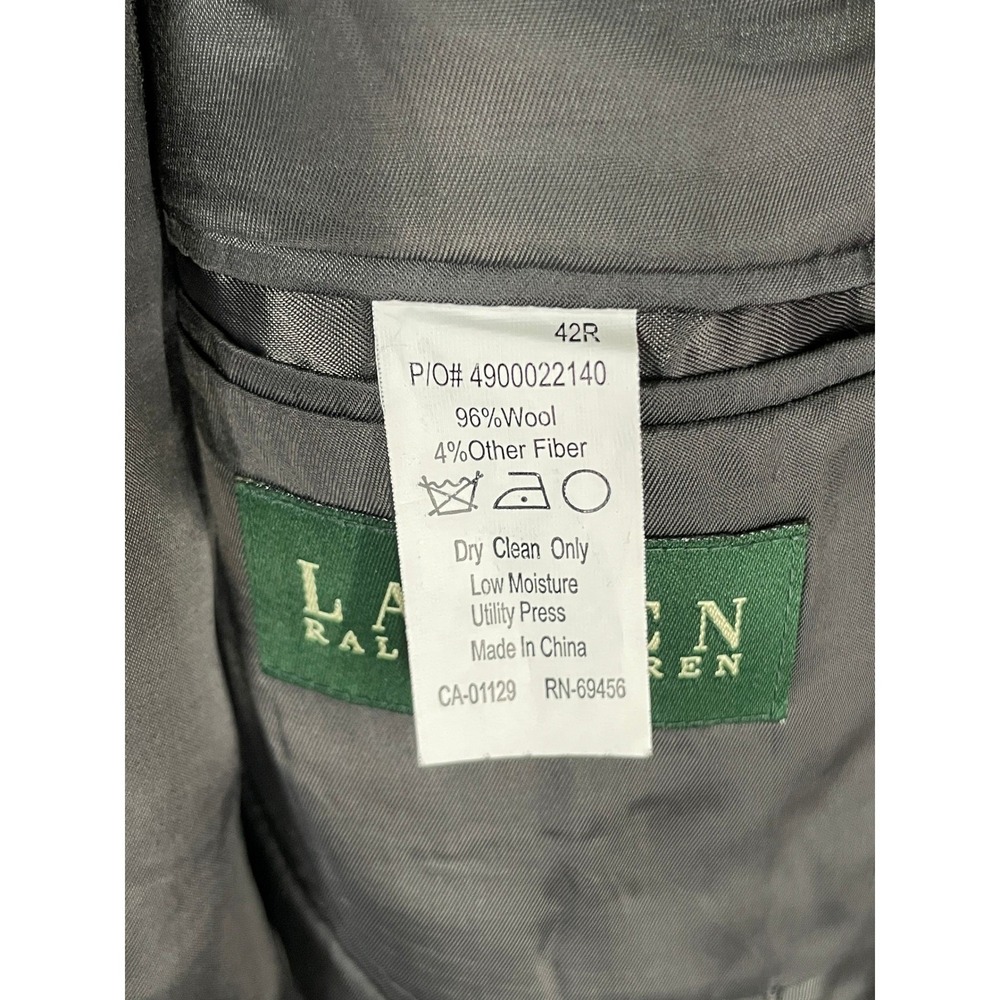 Lauren Ralph Lauren Gray Wool Blazer Men's 42R Business Suit Coat Jacket - Picture 4 of 8